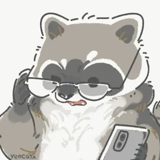 🧑‍🏫 raccoon, animal, glasses, phone, cute telegram sticker