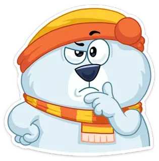 😀 dessin animé, ours, hiver, pensif, mignon, animal, chapeau, écharpe telegram sticker
