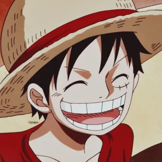 ☠ Monkey D. Luffy One Piece Anime, One Piece, Monkey D. Luffy, Cartoon, Piraat, Strohoed, Lachend, Blij telegram sticker