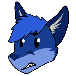 😡 furry, antro, animal, desenho animado, personagem, azul, cabeça, rosto telegram sticker