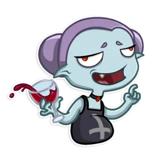 🍷 vampiro, cartone animato, dito medio, vino, mostro, bere whatsapp sticker