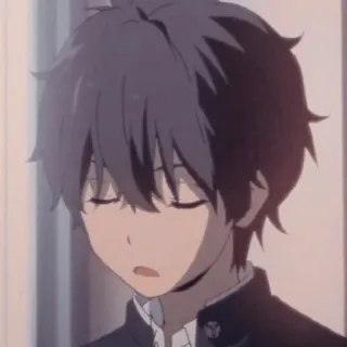 😀 アニメ, 男の子, 悲しい, 制服 telegram sticker