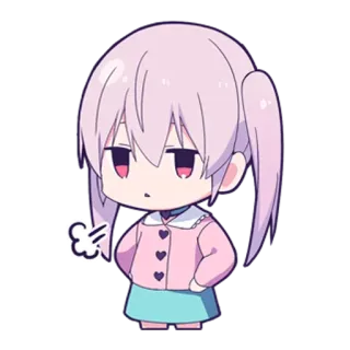😤 Anime, Chibi, Fofo/a, Entediado/a, Cabelo roxo, Garota telegram sticker