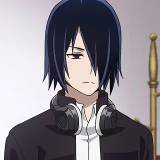 😔 Yū Ishigami Kaguya-sama: Love Is War 애니메이션, 캐릭터, 헤드폰, 이시가미, 이시가미 유, 카구야님은 고백받고 싶어, 러브 이즈 워 whatsapp sticker