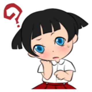 😕 question, dessin animé, fille, confuse, anime whatsapp sticker