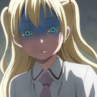 😰 Anime, Mädchen, verängstigt, blond, Augen, schockiert telegram sticker