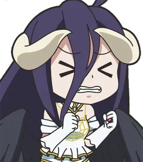 😠 Albedo Overlord anime, chibi, demon, horns, angry, Overlord telegram sticker