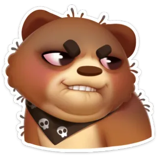 😬 медведь, мультфильм, животное, череп, бандана, талисман whatsapp sticker