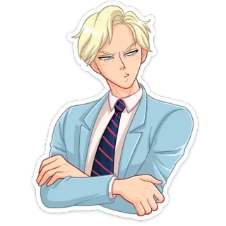 😕 nhân vật, đàn ông, tóc vàng, áo vest, cà vạt whatsapp sticker