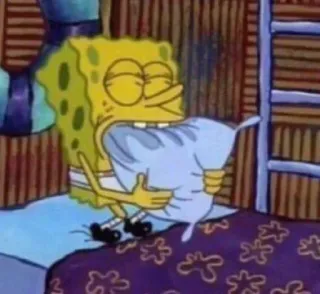 🤤 Spongebob Spongebob Squarepants спанч боб, мультфильм, подушка, сон, смешной, персонаж whatsapp sticker