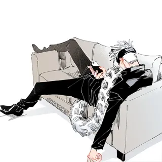 🌐 @HAWKS Anime, Manga, Canapé, Téléphone, Détente, Art telegram sticker