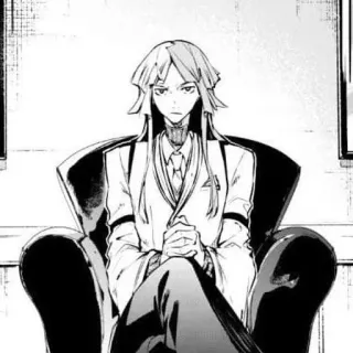 🐁 Fyodor Dostoevsky Bungo Stray Dogs Anime, Manga, Personage, Zittend, Portret, Serieus telegram sticker
