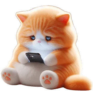 😞 kucing, anak kucing, kucing oranye, imut, telepon, hewan, hewan peliharaan telegram sticker
