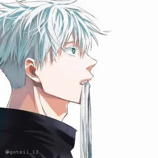 💠 @goteii_13 Anime, Pelo blanco, Arte, Masculino, Retrato whatsapp sticker