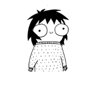 🙃 Kartun, Gadis, Sederhana, Karakter, Hitam putih, Ilustrasi whatsapp sticker