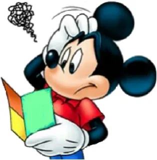 📝 Mickey Mouse Мультфильм, Мышь, Дисней, Персонаж, В замешательстве, Думает telegram sticker