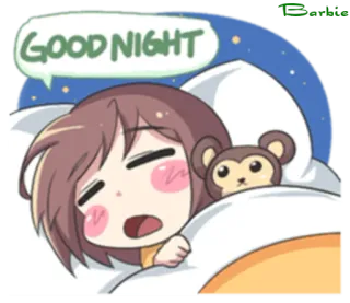 😴 GOOD NIGHT спокойной ночи, сон, спящий, милый, аниме, мультфильм telegram sticker
