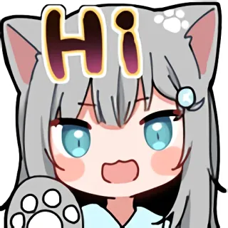 😄 Hi สาวหูแมว, อนิเมะ, มังงะ, คาวาอี้, น่ารัก, ทักทาย, สวัสดี telegram sticker