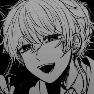 🌟 Anime, Manga, Portret, Czarno-białe, Postać, Ilustracja telegram sticker