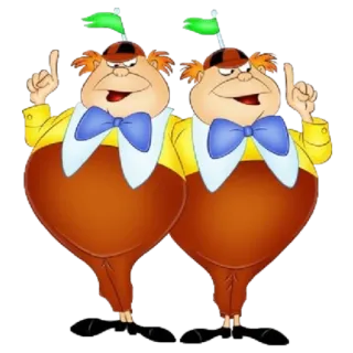 👬 Tweedledee and Tweedledum Alice in Wonderland Tweedledee, Tweedledum, 爱丽丝梦游仙境, 迪士尼, 卡通, 双胞胎 whatsapp sticker
