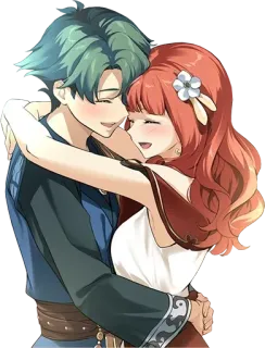 ❤️ Anime, Coppia, Abbraccio, Romance, Cartone animato telegram sticker
