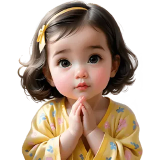 🙏 criança, bebê, fofo, menina, adorável, retrato telegram sticker