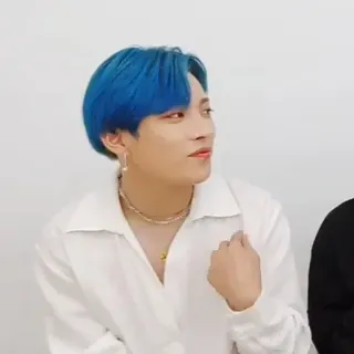 ⛈ kpop, cabelo azul, pessoa, homem whatsapp sticker