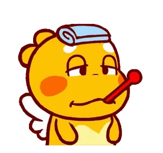 ๐ค sakit, demam, termometer, kartun, imut, karakter, beruang telegram sticker