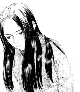 😒 Манга, Женщина, Черно-белое, Портрет, Иллюстрация telegram sticker