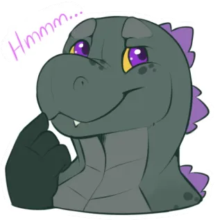 🤔 Hmmm... lizard, thinking, cute, cartoon whatsapp sticker