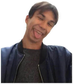 😛 человек, язык, выражение лица, стикер, портрет whatsapp sticker