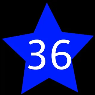 3⃣ 36 bintang, biru, nomor telegram sticker