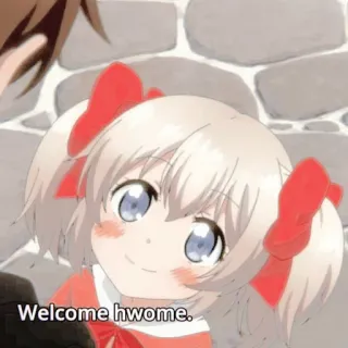 🦩 Welcome hwome. ragazza anime, carino, benvenuto, hwome whatsapp sticker