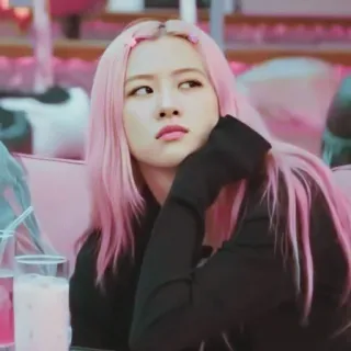 📎 Rose K-pop, Rose, Blackpink, Cantora, Mulher, Cabelo rosa, Entediada, Fofa telegram sticker