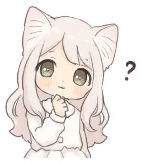 🍄 ? 动漫, 猫耳, 问题, 卡哇伊, 可爱, Q版 whatsapp sticker