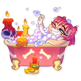 🛀 gato, banho, bolhas, fofo, desenho animado, vela, banheira whatsapp sticker