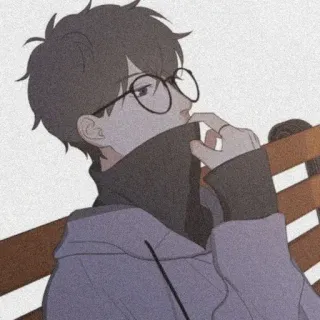 🧸 Anime, Garçon, Lunettes, Pull, Personnage, Illustration telegram sticker