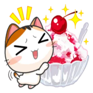 🍰 gato, raspadinha, cereja, kawaii, fofo, comida, sobremesa telegram sticker