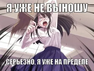 🔫 Я УЖЕ НЕ ВЫНОШУ
СЕРЬЕЗНО, Я УЖЕ НА ПРЕДЕЛЕ anime, manga, stress, exasperated, emotional, russian telegram sticker