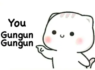 😇 You Gungun Gungun gato, fofo, desenho animado, kawaii, saudação telegram sticker