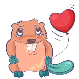 😘 Biber, Herz, Tier, Cartoon, niedlich, Liebe, kawaii telegram sticker
