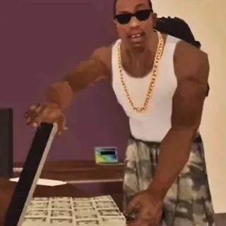 💰 CJ Grand Theft Auto: San Andreas CJ, Grand Theft Auto, San Andreas, videogame, personage, geld telegram sticker