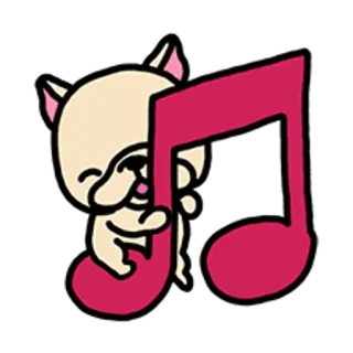 🐶 gatto, musica, nota, carino, animale, kawaii, cartone animato, personaggio telegram sticker