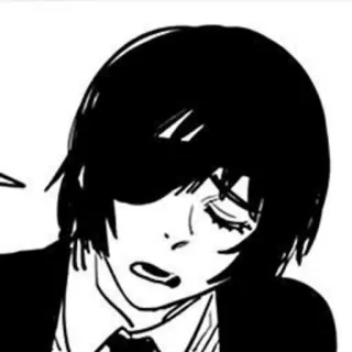 😩 Makima Chainsaw Man anime, manga, tired, black hair, expressionless telegram sticker