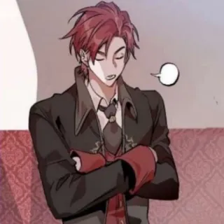 🇦🇱 character, man, anime, manga, crossed arms, suit telegram sticker