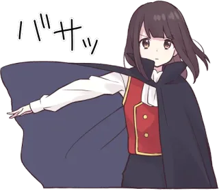 🧛‍♀️ バサッ Аниме, Манга, Плащ, Японский, Девушка, Милый whatsapp sticker