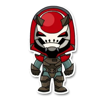 👿 gra wideo, postać, demon, hełm, czerwony, stylizowany telegram sticker