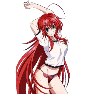 😪 Rias Gremory High School DxD Anime, Cabelo Vermelho, Demônio, Waifu, Ecchi telegram sticker