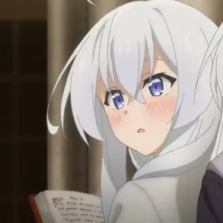 🍃 anime, cartoon, white hair, purple eyes telegram sticker