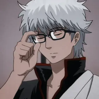 😌 Gintoki Sakata Gintama Anime, Brille, Weißes Haar, Charakter, Manga whatsapp sticker